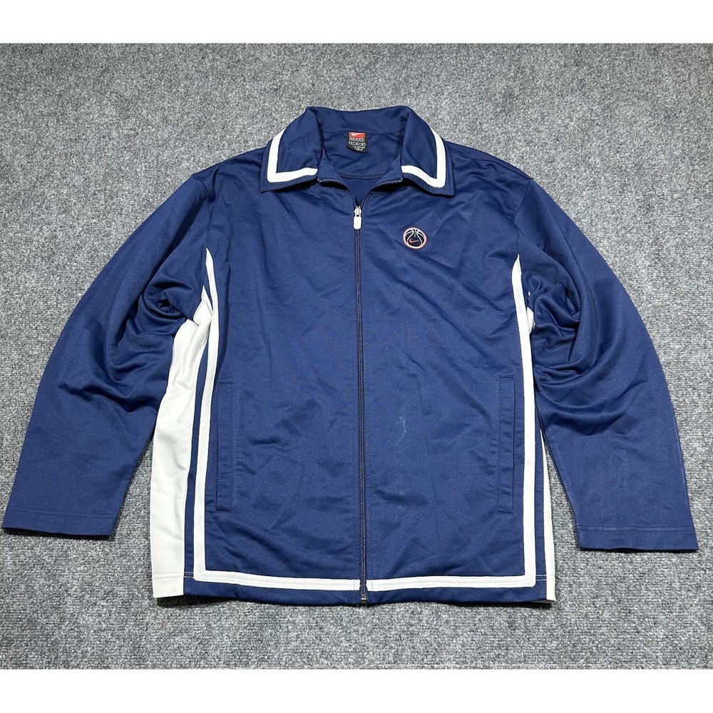 Vintage Nike Team Basketball Track Jacket Navy Blue White Full Zip‎ Mens Large